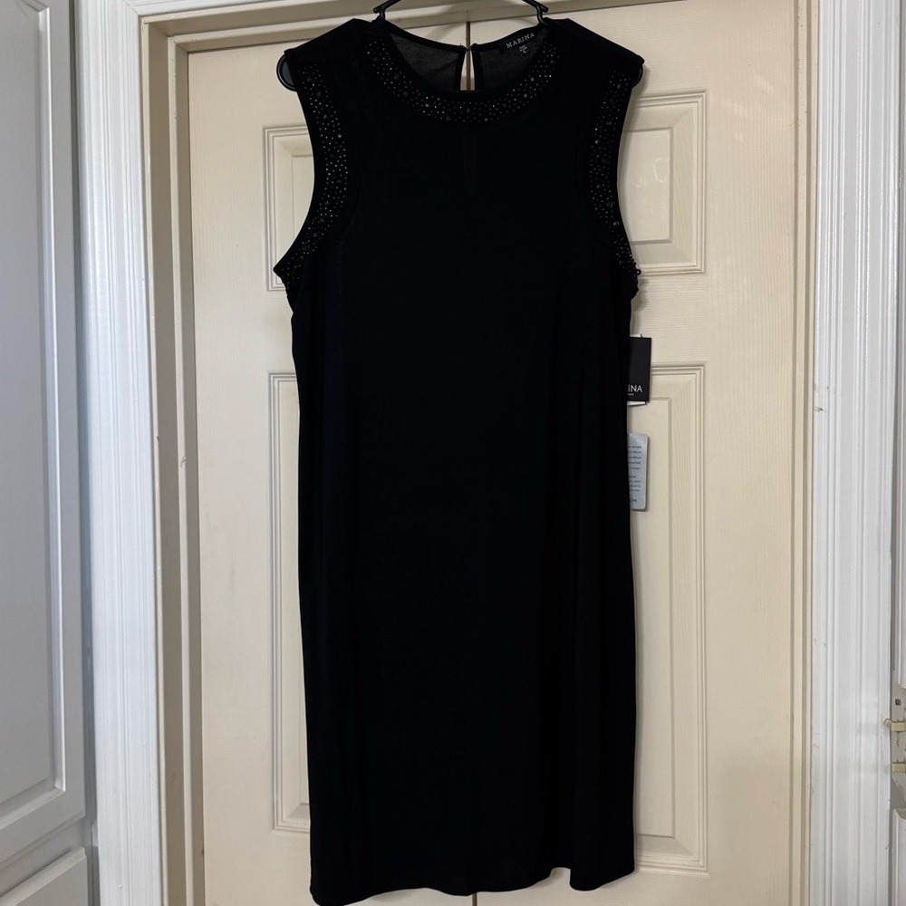 NWT-MARINA Elegant Black Sleeveless Dress